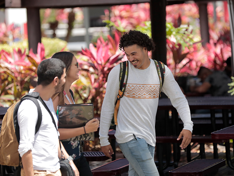 estudiantes caminando por el campus