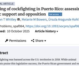Banning of cockfighting in Puerto Rico: assessing public support and opposition